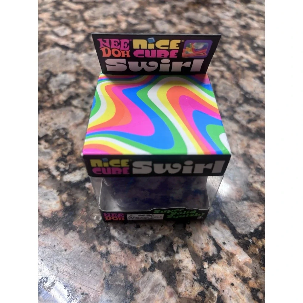 Nee Doh Nice Cube Swirl Super Solid Squish! Purple Pink Blue Authentic NeeDoh